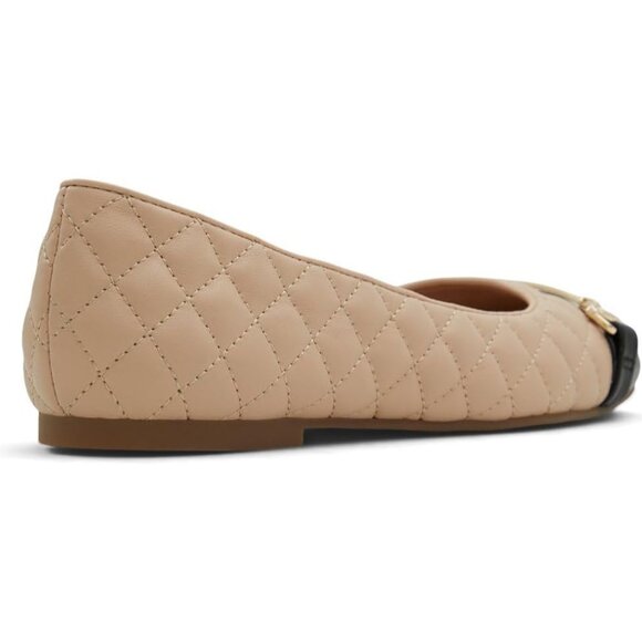 Aldo Womens Synthetic Closed Square Toe Low Wedge Heel Beige Leanne Ballet Flat - Picture 3 of 8